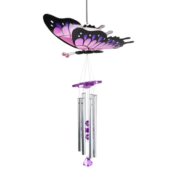 Exhart Large WindyWings Butterfly Wind Chime in Purple, 11 by 24 Inches