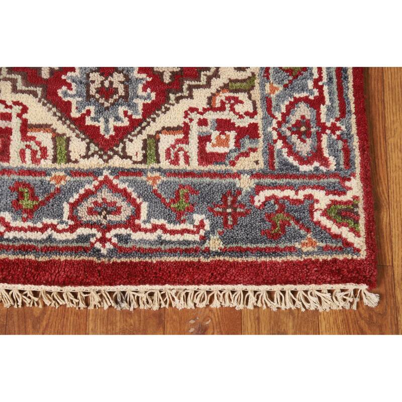 Red Geometric Heriz Serapi Oriental Rug Handmade Wool Carpet - 2'0" x 3'0"