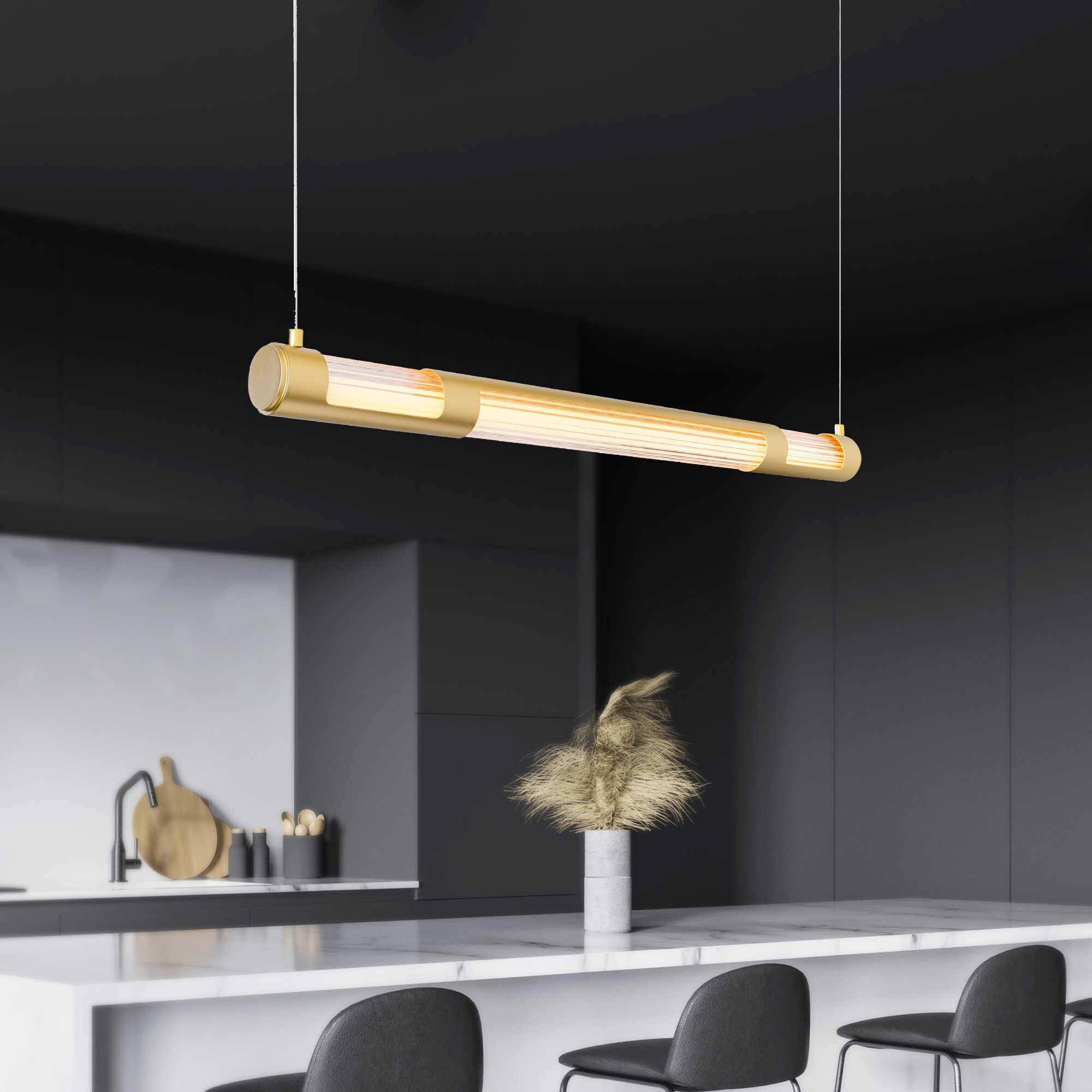 CWI Lighting Neva Integrated LED 36in Satin Gold Chandelier - Satin Gold