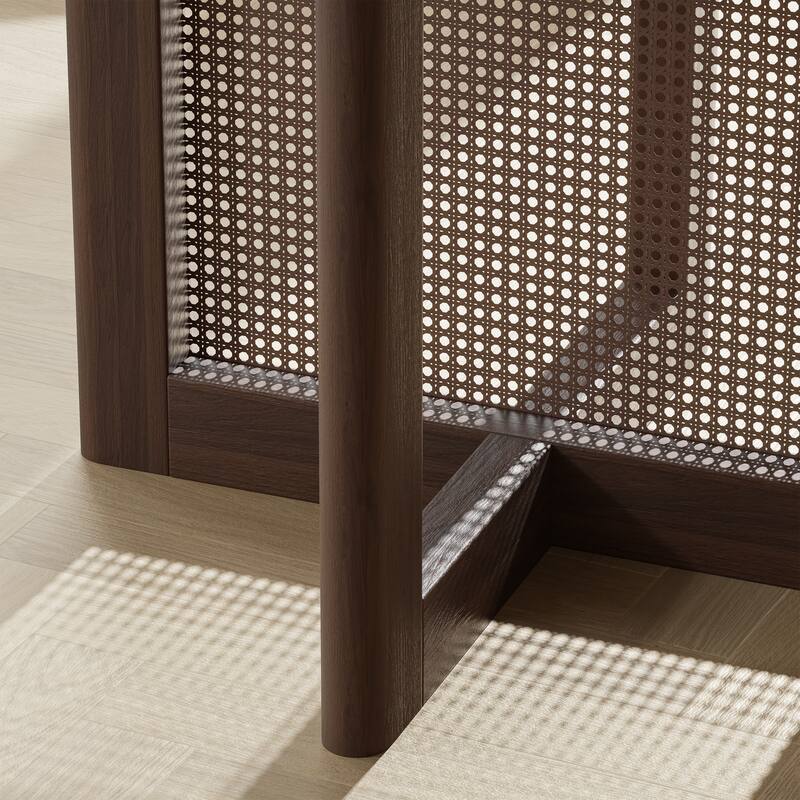 Farmhouse Kitchen Dining Room Table Furniture Round Kitchen Table with Rattan Woven Legs for Kitchen Bar Living Room