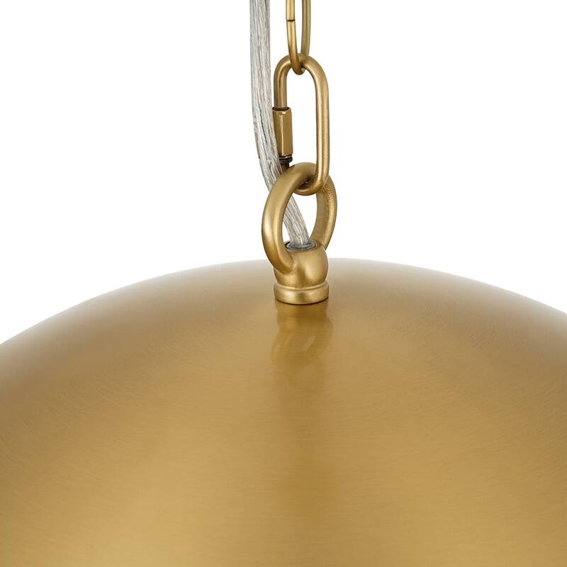 Mid-Century Modern Brass Oversized Metal Dome Pendant Light