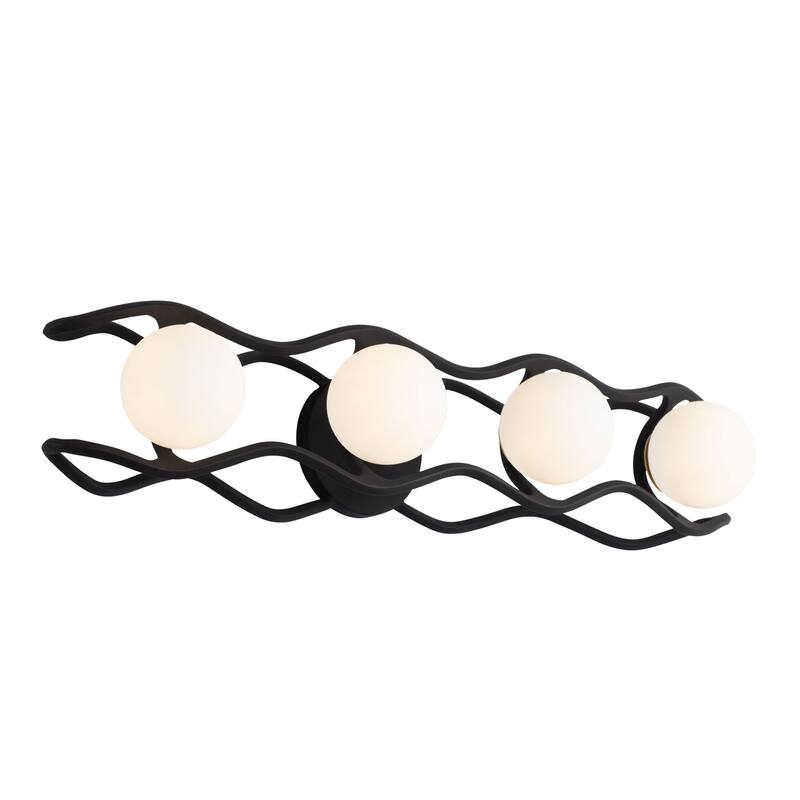 Varaluz Black Betty 4-Light Bathroom Vanity Light - Carbon/French Gold - Carbon, French Gold, Frosted White