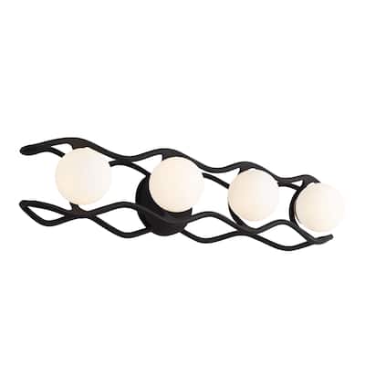 Varaluz Black Betty 4-Light Bathroom Vanity Light - Carbon/French Gold
