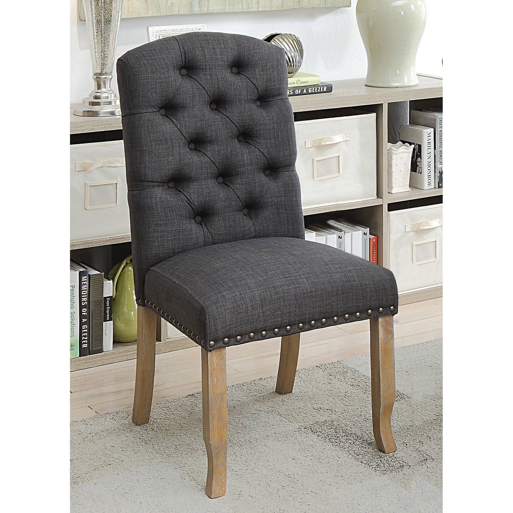 Furniture of america farmhouse best sale upholstered dining chairs
