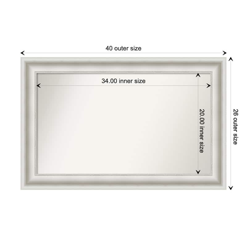 Parlor White Framed Non-Beveled Custom Wall Mirror, Bathroom Vanity Mirror - Outer Size: 39.5 x 25.5
