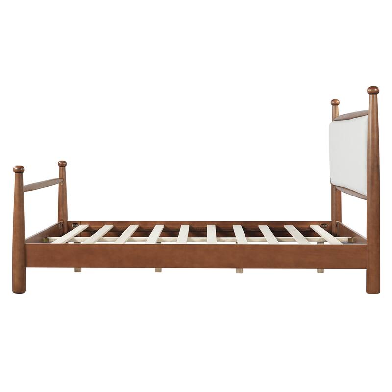 Christopher Knight Home Aurelius Poplar Upholstered Solid Poplar and Plywood Bed Frame with Soft Headboard