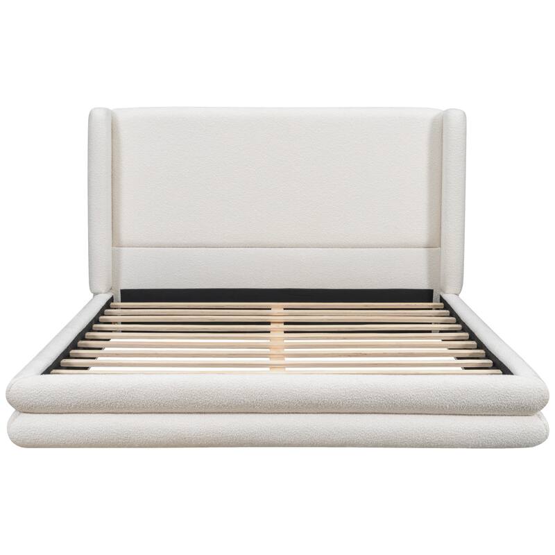 Christopher Knight Home - Arlette Modern Boucle Upholstered Bed Frame with Thick Wingback Headboard