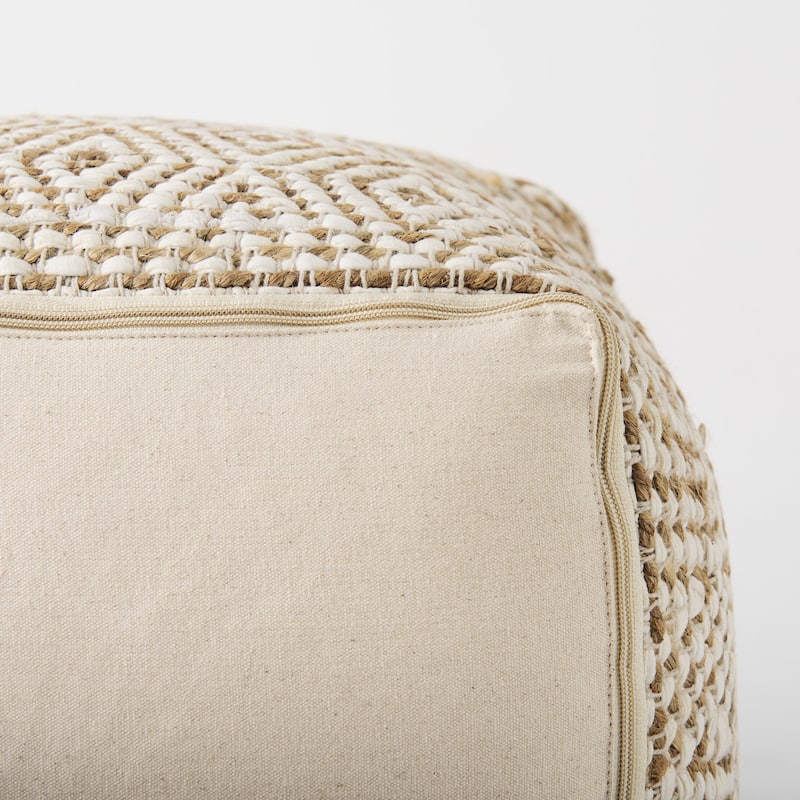 Mercana "Ekani" Cream & Beige Cotton Square Pouf