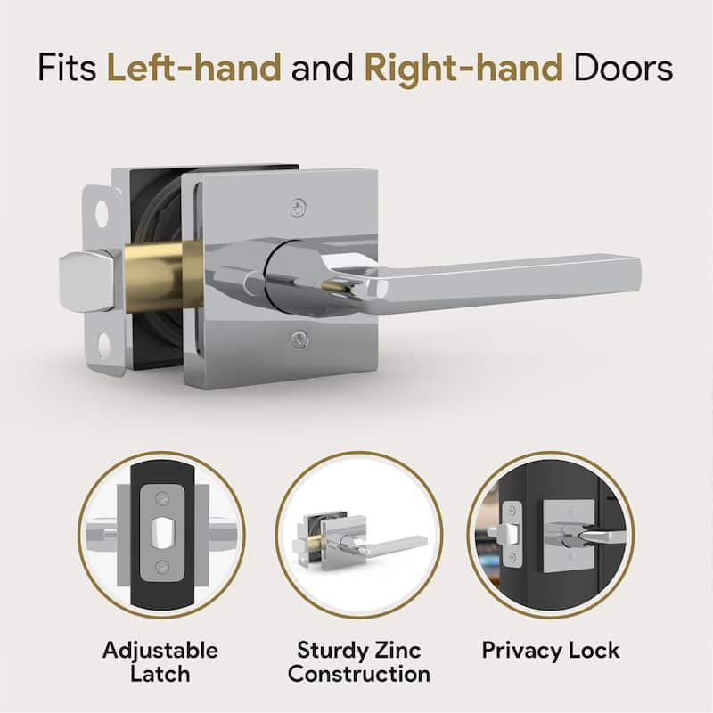 Mega Handles PRIME Privacy Flat Interior Door Lever for Hallway, Closet, and Bathroom I Reversible Keyless Door Lock