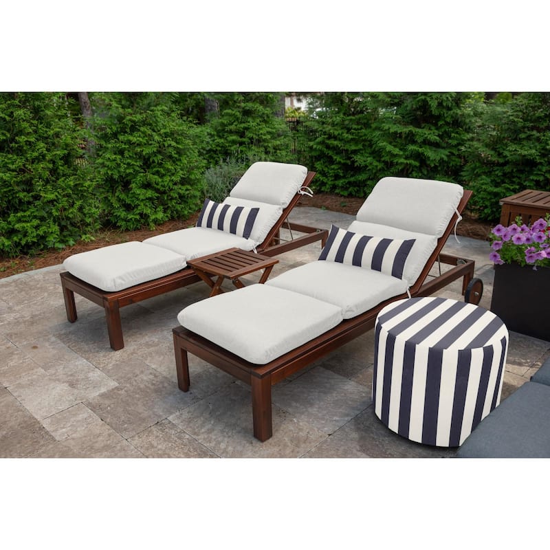 Sunbrella Stripe Fabric 1-Piece Indoor/Outdoor Lumbar Pillow, 22"W x 9"L, Maxim Classic - 22"W x 9"L