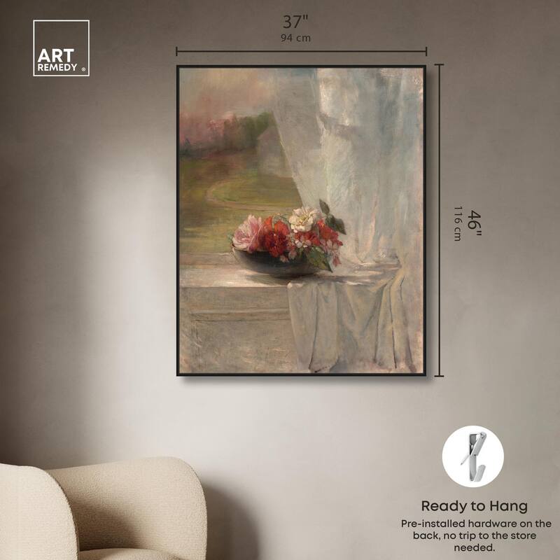 Flowers on a Window Ledge 1861 Canvas by Art Remedy
