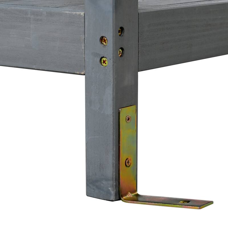 Roomfitters 66" Large Farmhouse Outdoor Potting Bench Table with 2 Drawers, Cabinet and Open Shelves, Gray