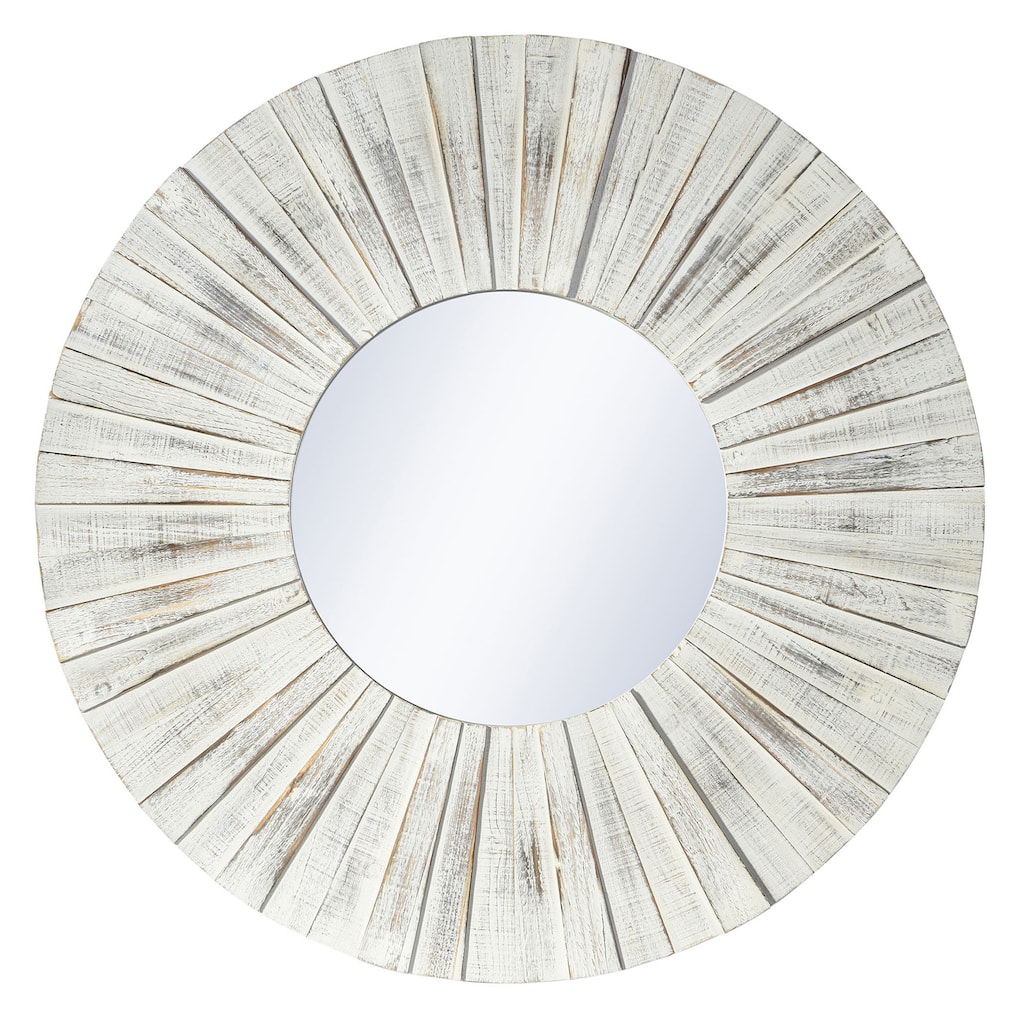 Natural Wood - Modern Farmhouse Wood Mirror - Distressed White Finish