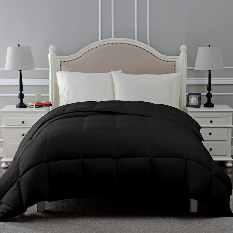 Superior Classic Comforter Reversible Down Alternative Bedding - Full - Queen - Black