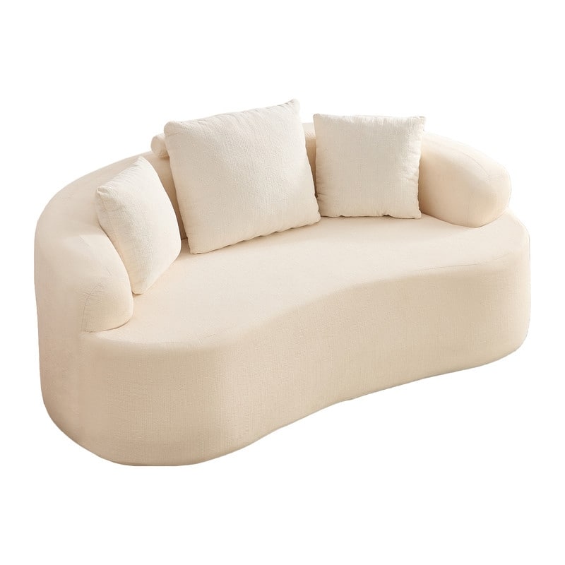 Mixoy Compact Loveseat Sofa with Chenille Upholstery,No Assembly Curved Couch for Small Spaces,Apartment