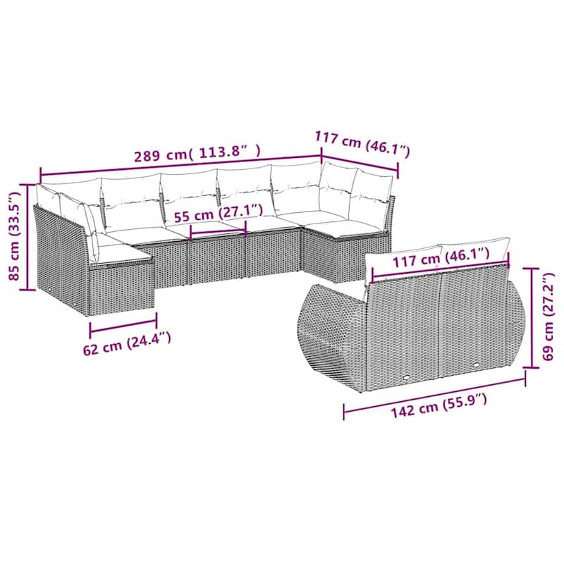 vidaXL Garden Sofa Set Black