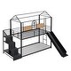 preview thumbnail 12 of 22, Twin Over Twin Metal Bunk Bed, Creativity Kids Bed Metal Platform Bed Frame Housebed with Slide and Storage Stair for Boys Girls