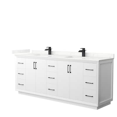 Strada 84-inch Double Vanity, Quartz Top