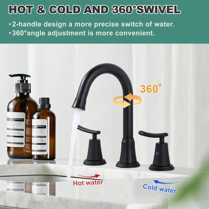 WOWOW 8 in. Widespread Double Handle Bathroom Sink Faucet