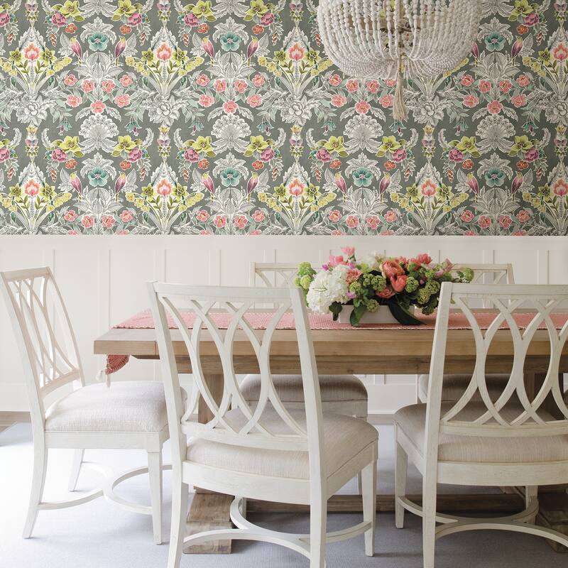 A-Street Prints Vera Multicolor Floral Damask Wallpaper