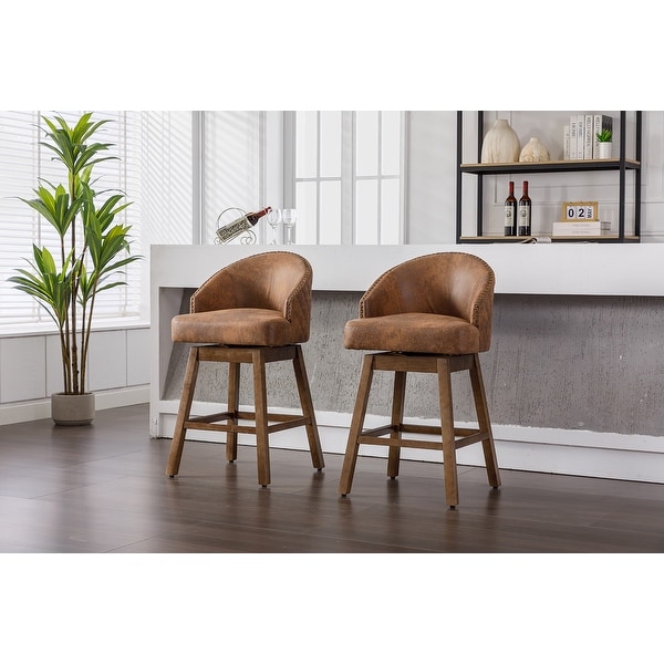 Set of 2 Counter Height Chairs with Footrest for Kitchen