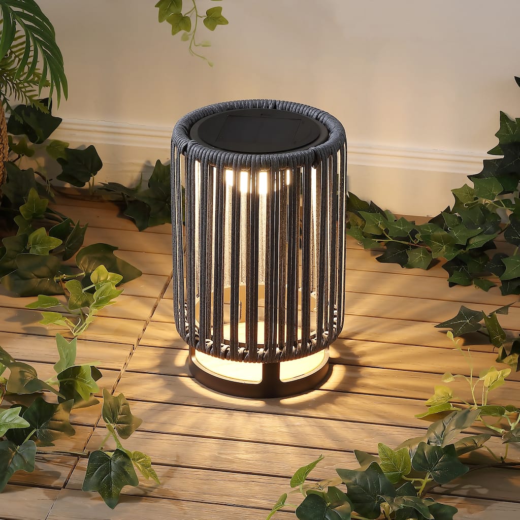 Modern Faux Indoor/Outdoor LED Solar Powered Lantern, By JONATHAN Y