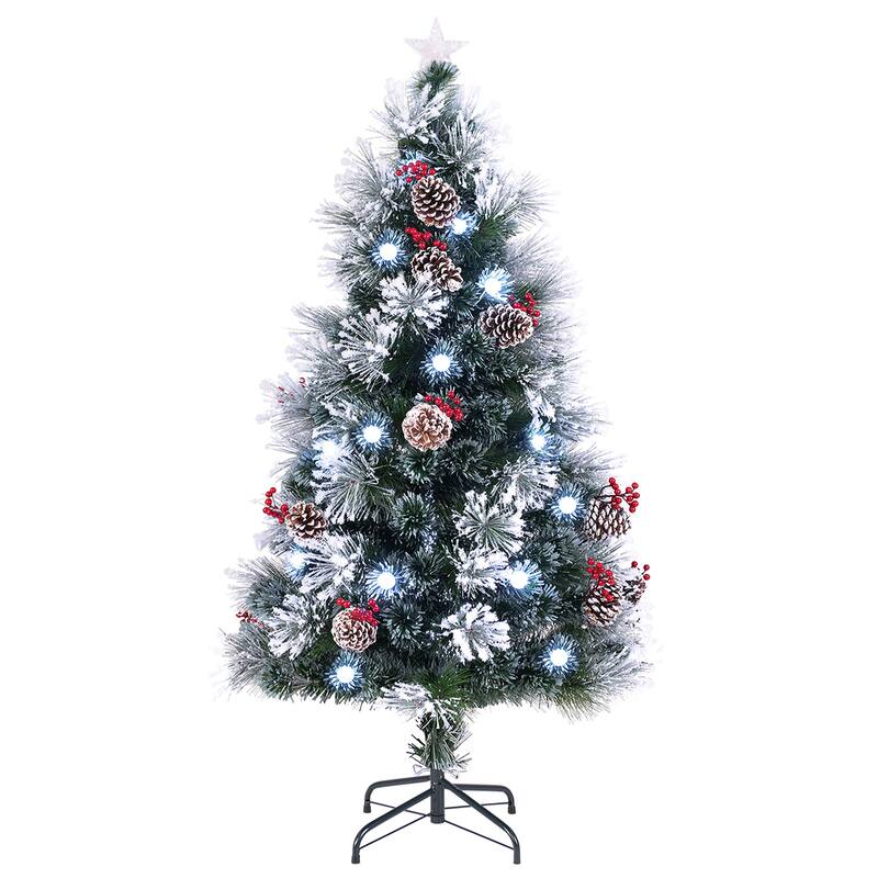 Gymax 5/6/7 FT Flocked Christmas Tree Artificial Xmas Tree - 5 Foot