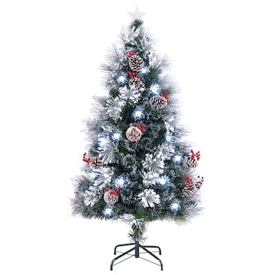 Gymax 5/6/7 FT Flocked Christmas Tree Artificial Xmas Tree
