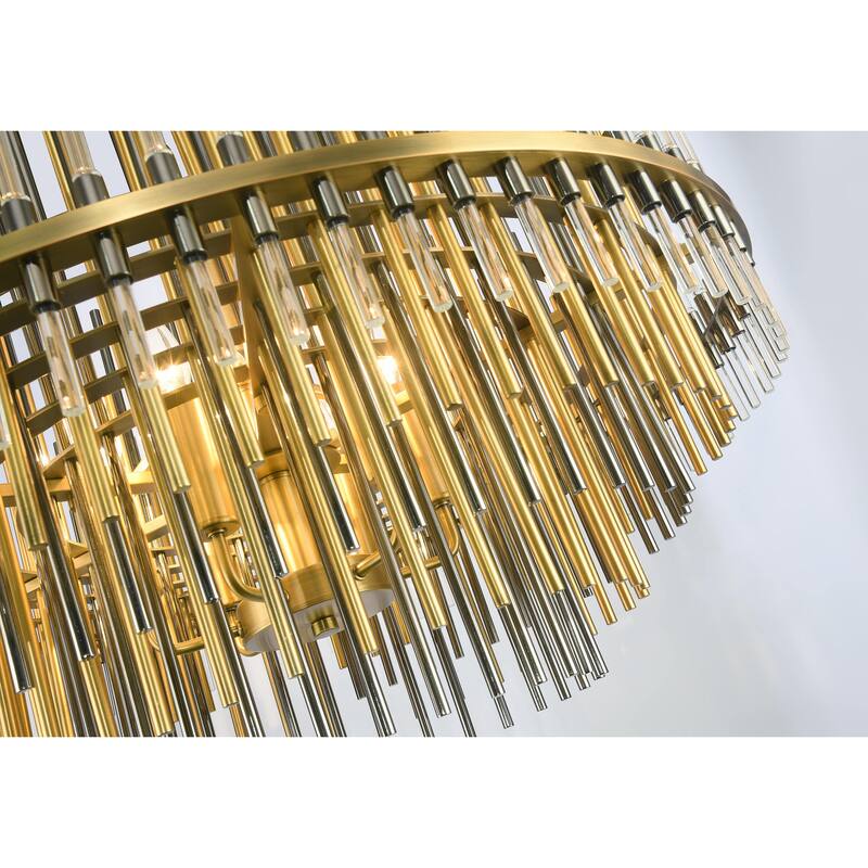 Gold Metal Ceiling Fixture With Pearl Black Hardware