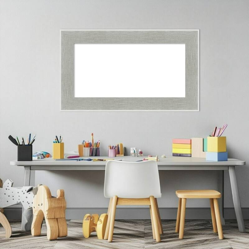 Amanti Art Glam Linen Grey Framed Dry Erase Magnetic Board