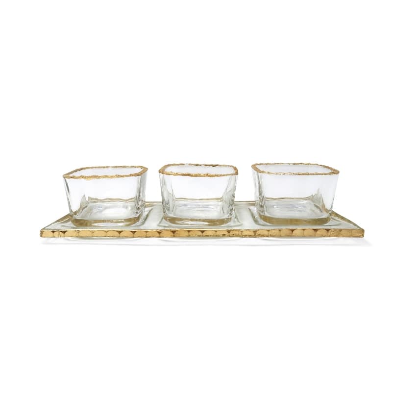 Bowl Relish Dish on Tray with Gold Rim