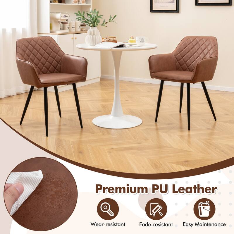 Gymax Leisure Dining Chair Set of 2 Upholstered Accent Chairs w/