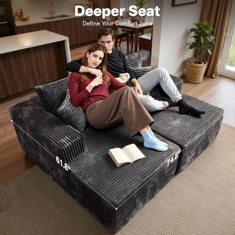 OVIOS Plush Sponge Double Chaise Lounge Sofa
