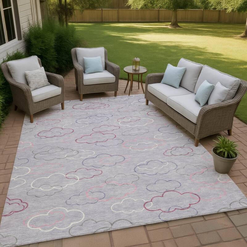 Machine Washable Indoor/ Outdoor Modern Clouds Chantille Rug - Lavender - 2'6" x 3'10"