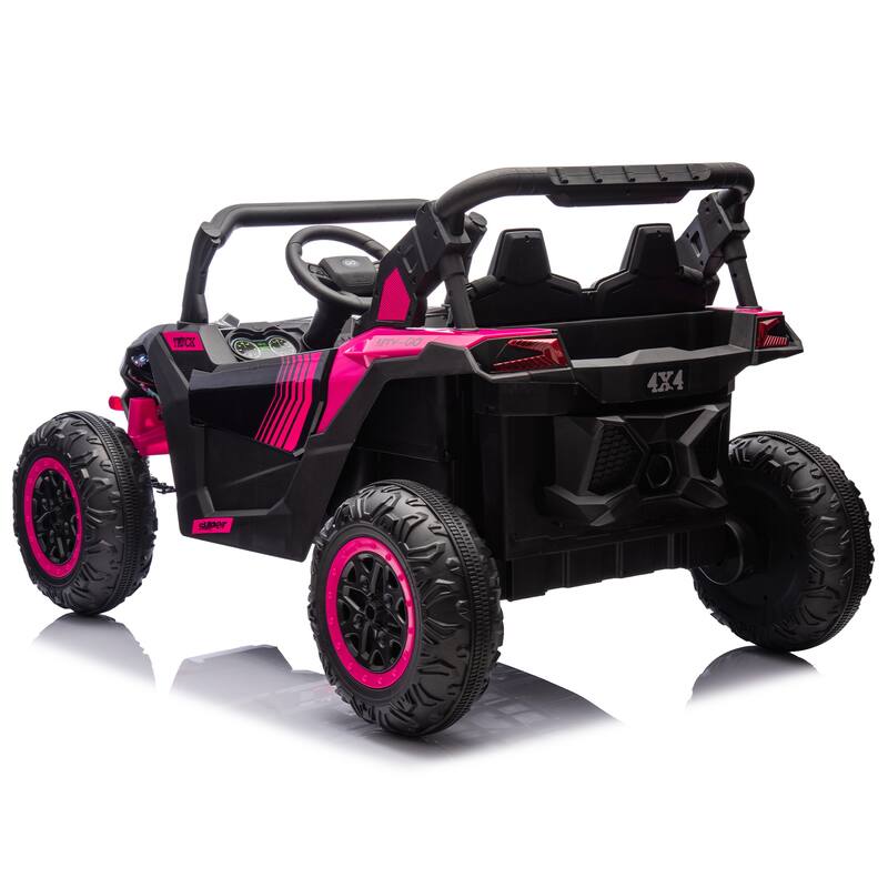Electric Vehicle for Kids with Parent Remote Control, Ride on Car with Seat Belt, Pink Off-Road Vehicle with Battery Indicator