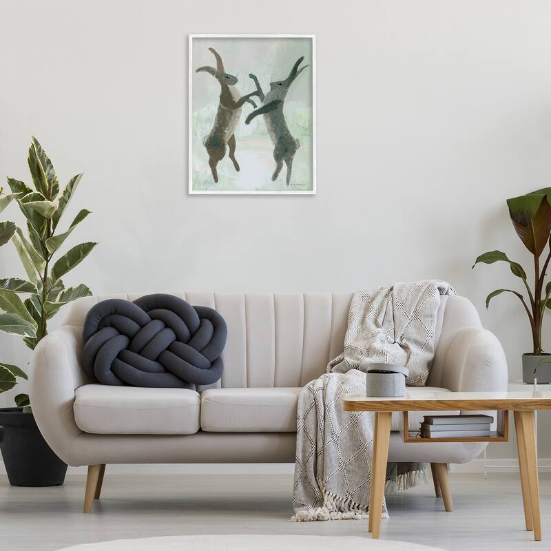 Stupell Boxing Hares Impression Framed Giclee Art Design By Kay Widdowson