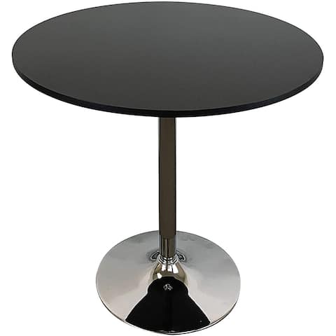 Round Wood Top Dining Table with Chrome Base