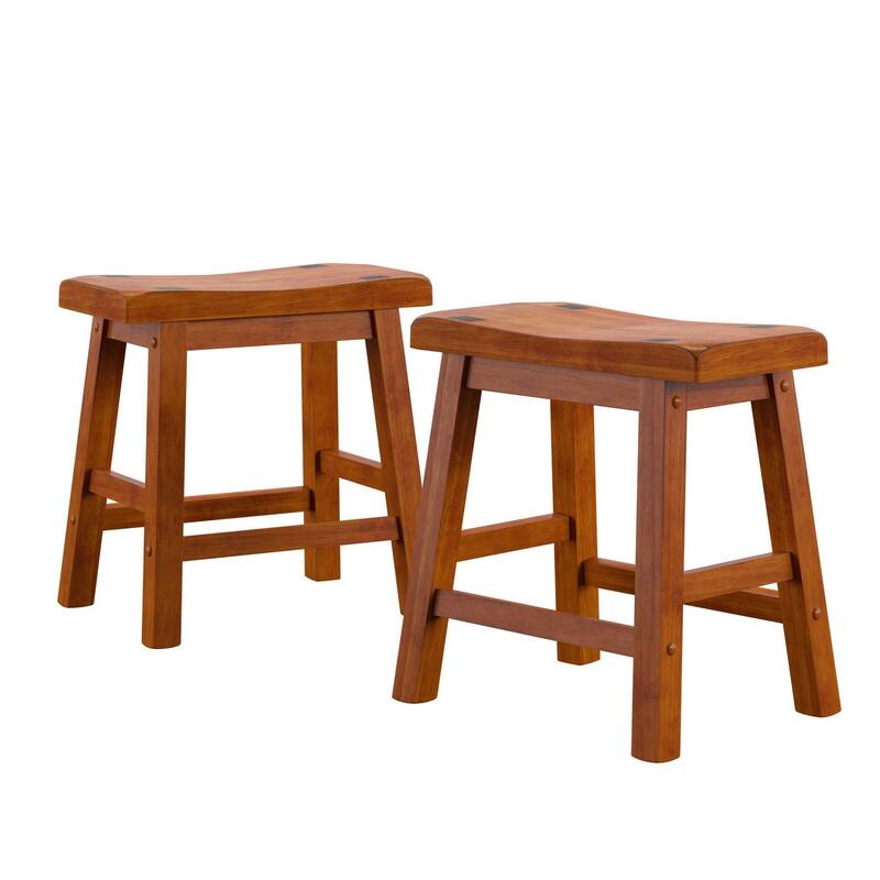 Salvador 18-in. Backless Saddle-seat Stools (Set of 2) by iNSPIRE Q Bold - Stool - Honey Oak