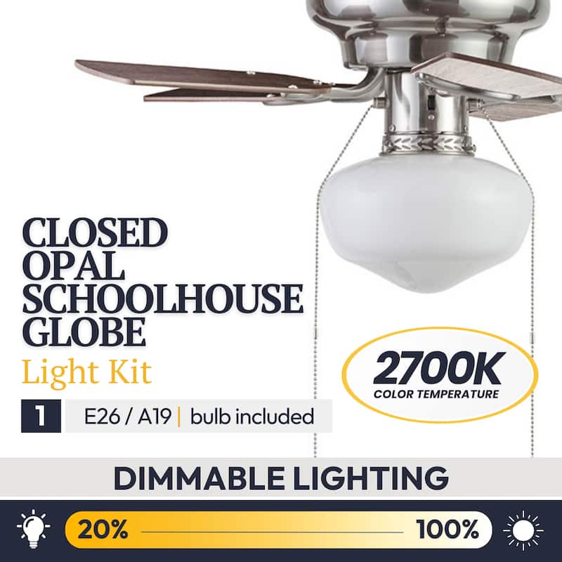 28" Prominence Home Hero Brushed Nickel Traditional Flush Mount Indoor LED Ceiling Fan with Light, Pull Chain