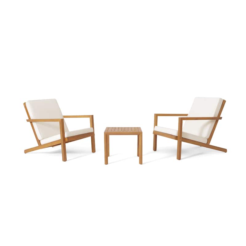 Roomfitters 3-Piece Outdoor Patio Chat Set with Cushioned Chairs and Side Table, Weather-Resistant Frame