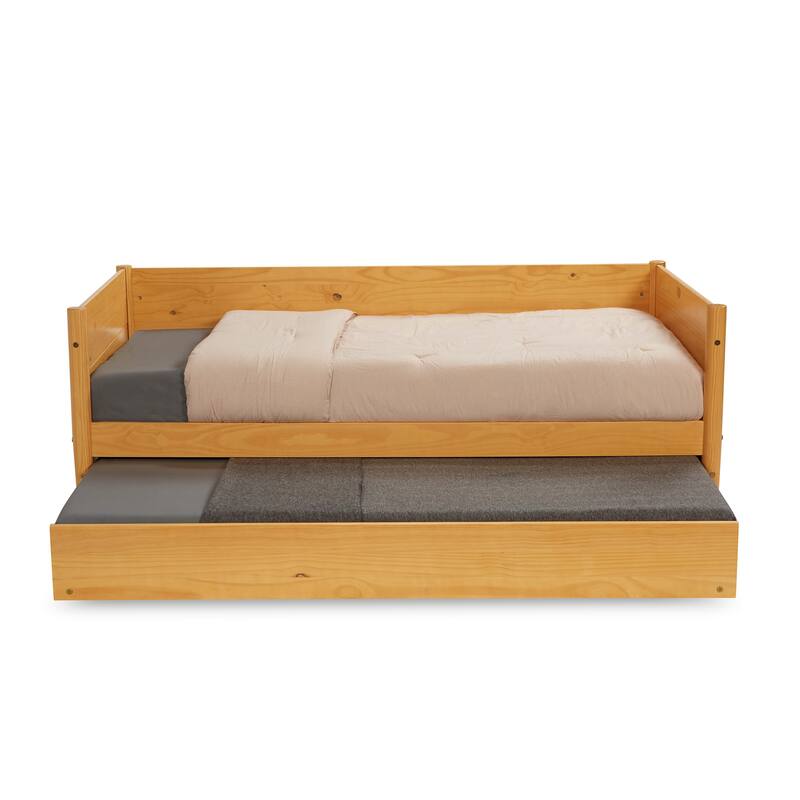 Mid-Century Modern Twin Size Day Bed with Twin Trundle