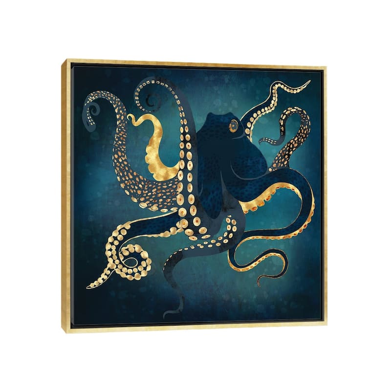 iCanvas "Metallic Octopus Iv" by SpaceFrog Designs Framed Canvas Print - Gold - 12x12