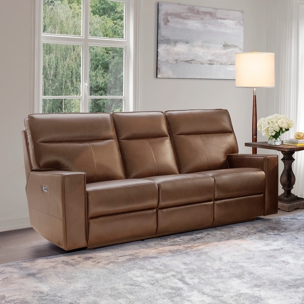 leather dual power reclining sofa