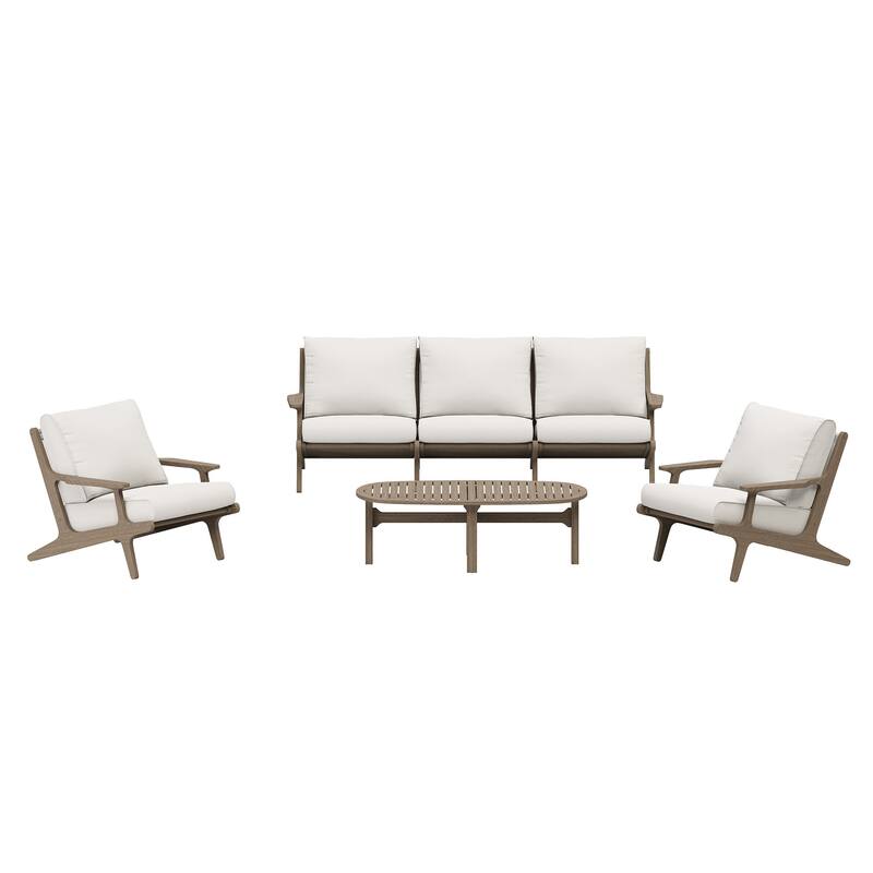 Saratoga 4-Piece Outdoor Patio Teak Wood Furniture Set