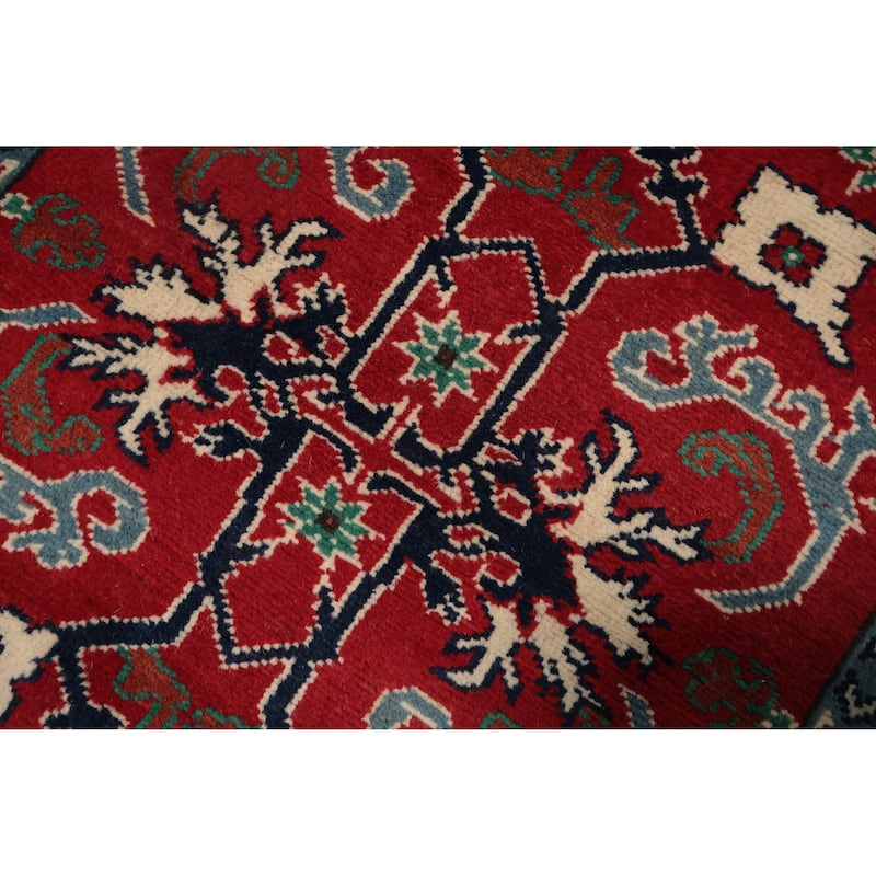 Hand Knotted Oriental 100% Wool Carpet Traditional Geometric Red Heriz (serapi) Runner Rug - 15' 10'' X 3' 0''