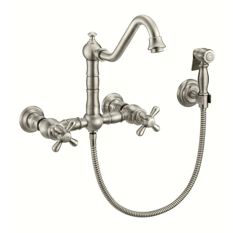 Whitehaus WHKWCR3-9402-NT Vintage III Plus 1.5 GPM Wall Mounted Bridge - Brushed Nickel