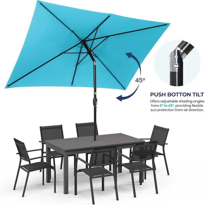 6.5 x 10 Ft Rectangular Patio Umbrella with Crank