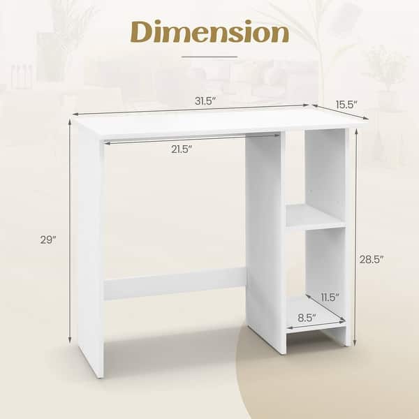 dimension image slide 1 of 2, Costway Small Computer Desk with Storage Modern Writing Desk with