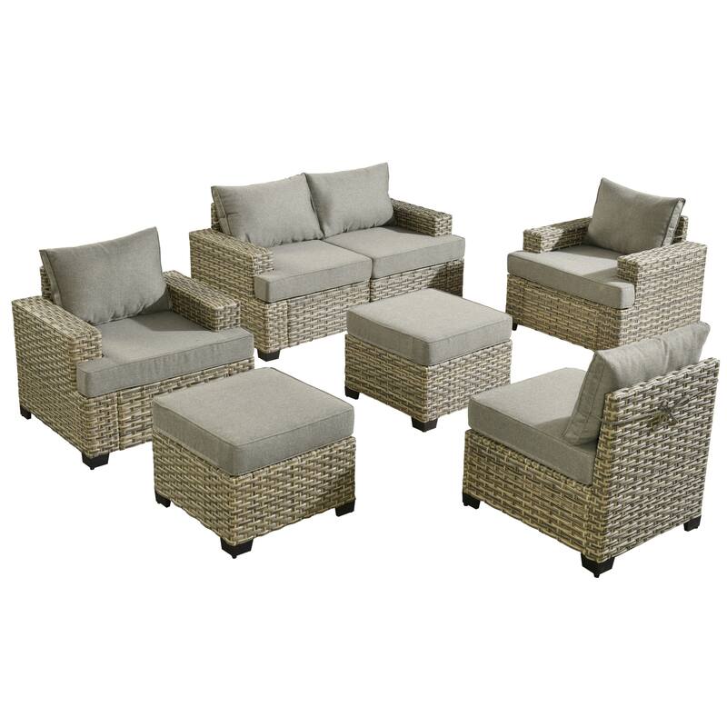 HOOOWOOO 7-piece Patio Furniture Conversation Set with Cushion