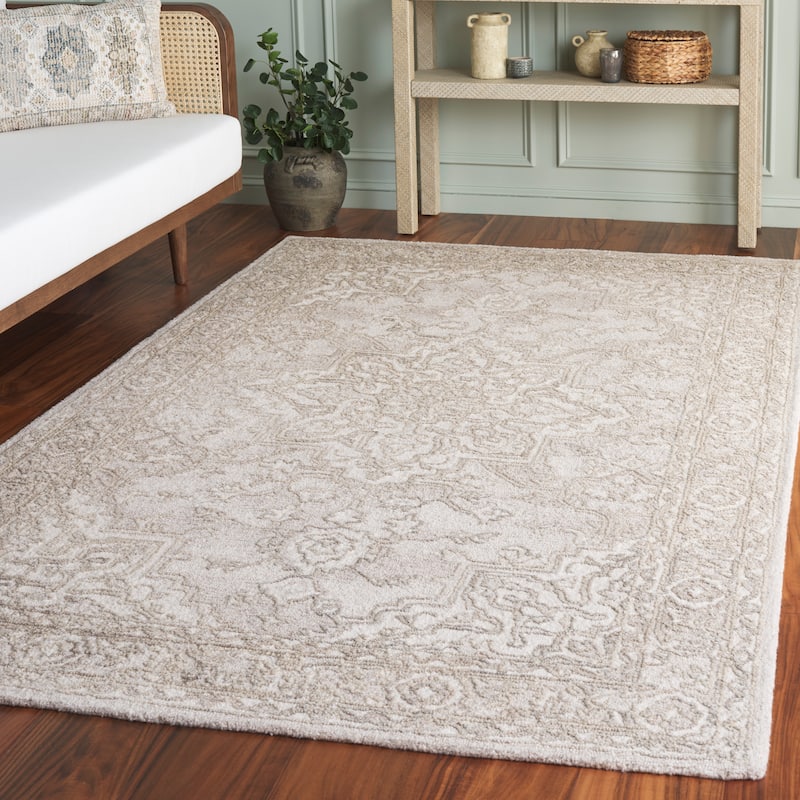 SAFAVIEH Handmade Metro Mirka Wool Rug - 6' Square - Light Brown/Ivory